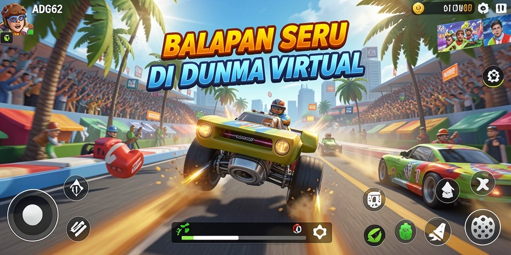 Gameplay seru balapan ADG62 di trek yang menantang.