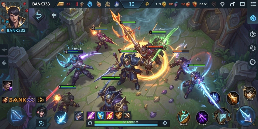 Tampilan pertarungan seru dalam game MOBA BANK338.