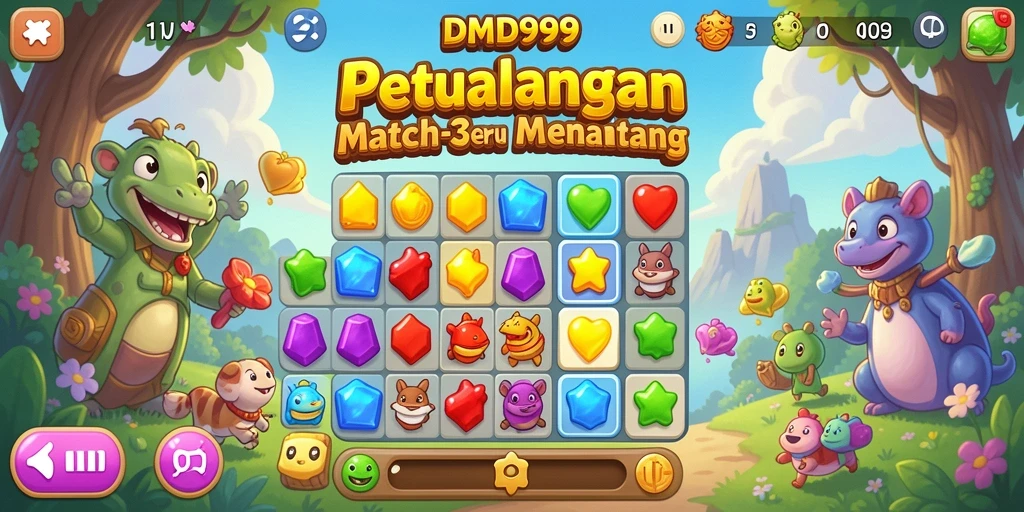 Gameplay Match-3 seru dengan grafis menarik dan tantangan yang menantang.