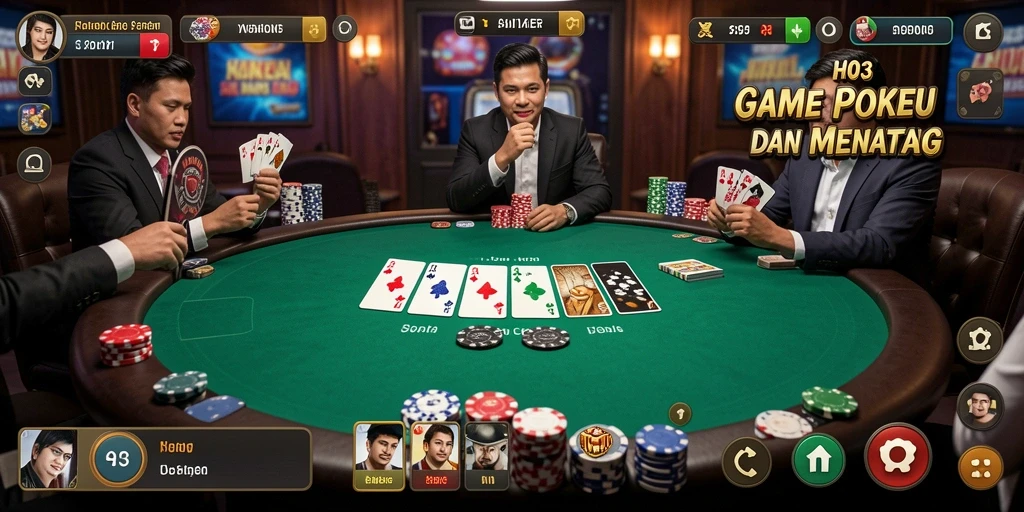 Tampilan gameplay Poker yang menegangkan dan penuh strategi di H03.
