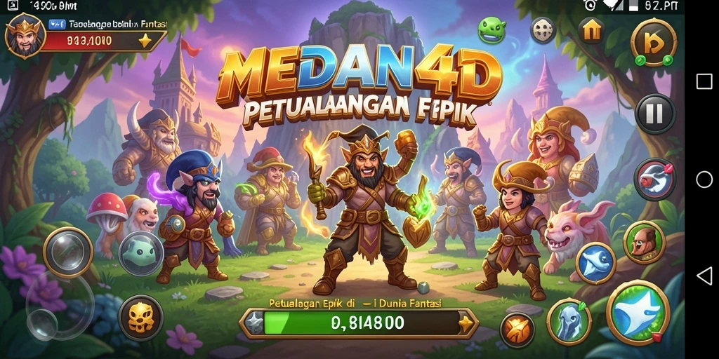 Tangkapan layar gameplay <strong>MEDAN4D</strong> yang menampilkan pertempuran epik dan karakter unik.