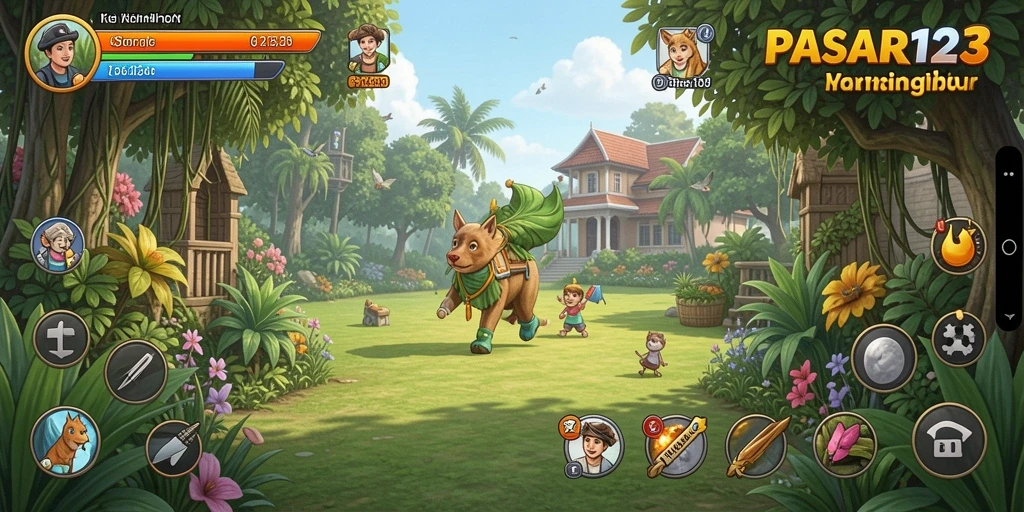 Screenshot menunjukkan keseruan gameplay PASAR123 yang penuh warna.