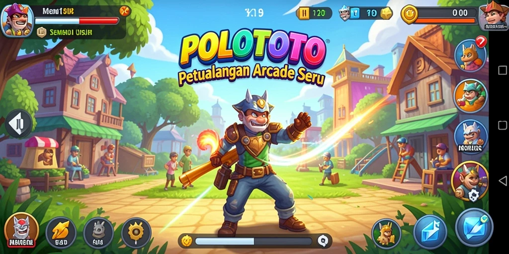 Tampilan gameplay seru dan menarik dari POLOTOTO yang penuh warna.