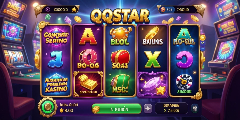 Screenshot utama QQSTAR menunjukkan gameplay Slot yang menegangkan.