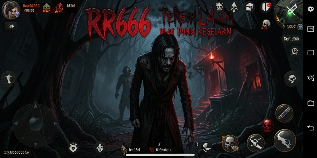 Screenshot menampilkan gameplay menegangkan dengan suasana horror yang mencekam.
