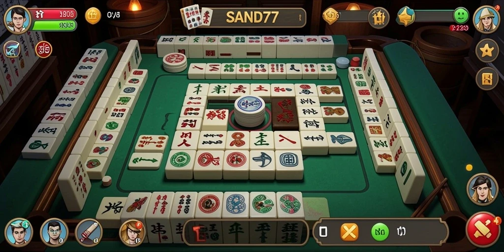 Screenshot utama SAND77 menampilkan gameplay Mahjong yang seru dan menantang.